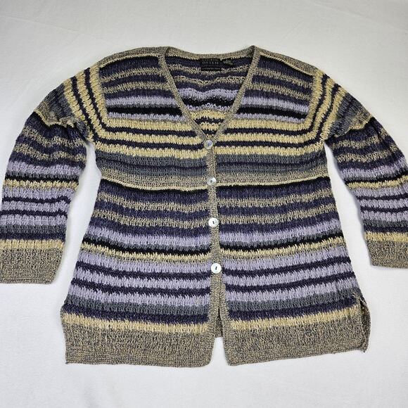 Y2K Sigrid Olsen Silk Mohair Women Cardigan Sweater Handknit Crochet Cabincore M - Picture 12 of 12